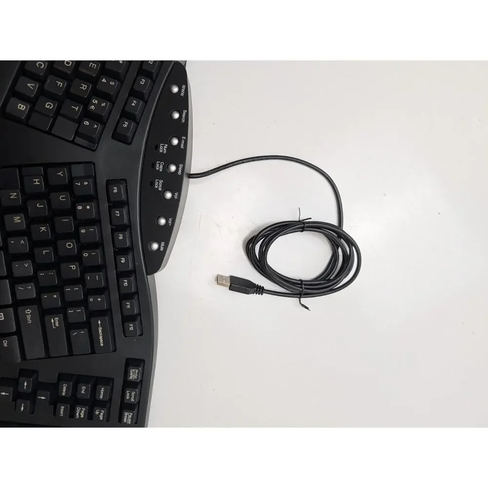 Perixx Periboard-512 Ergonomic Split Keyboard Full Size Hot Keys Palm Rest Black